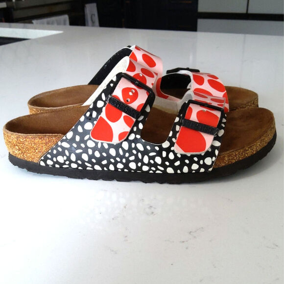 Rare limited edition Birkenstock sandal 2 tone Dot womens 36 boho artsy festival - Picture 3 of 8